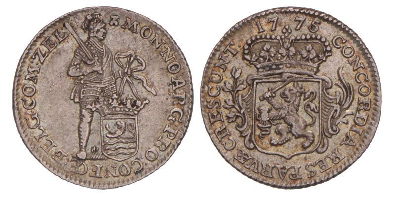 1/8 dukaat Zeeland 1775. Zeer Fraai / Prachtig.