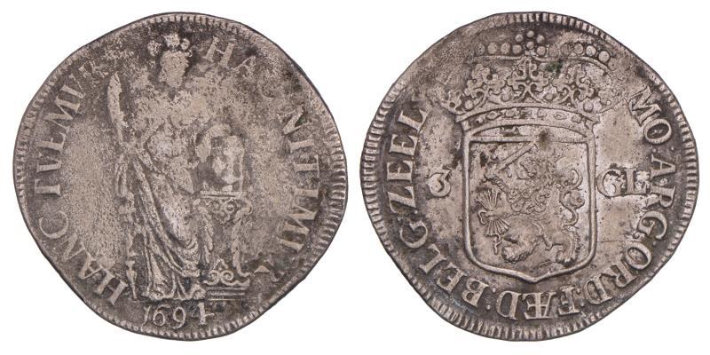 3 gulden Zeeland 1694. Fraai / Zeer Fraai.