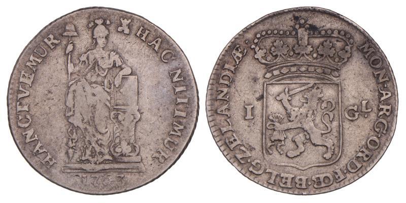 1 gulden Zeeland 1763. Fraai +.