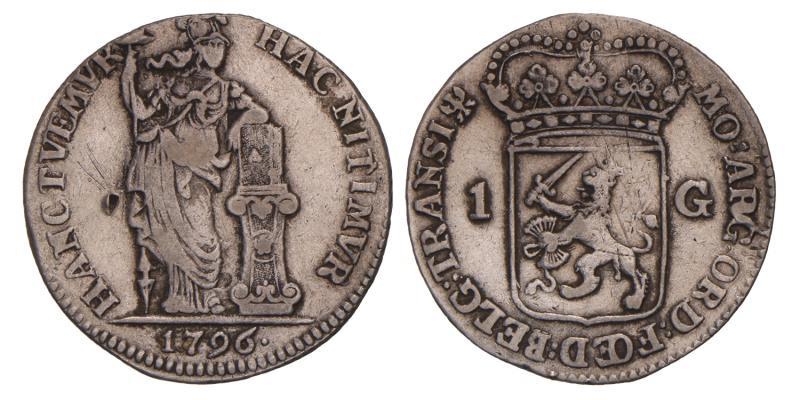 1 gulden Overijssel 1796. Fraai / Zeer Fraai.