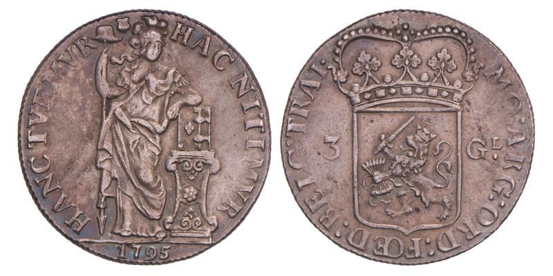 3 gulden Utrecht 1795. Prachtig.
