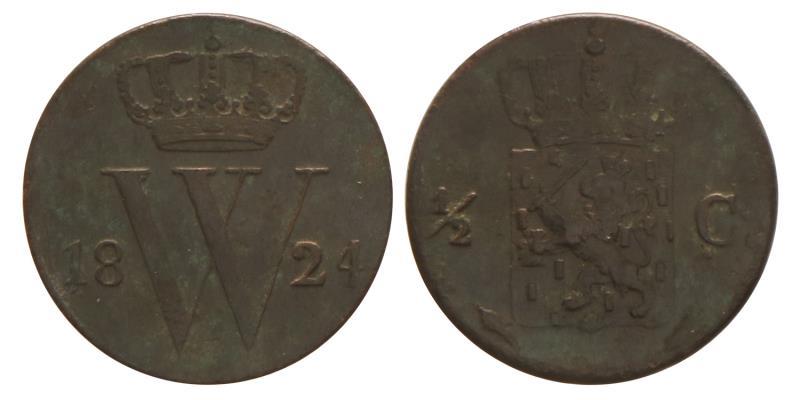 ½ cent Willem I 1824 U. Fraai.