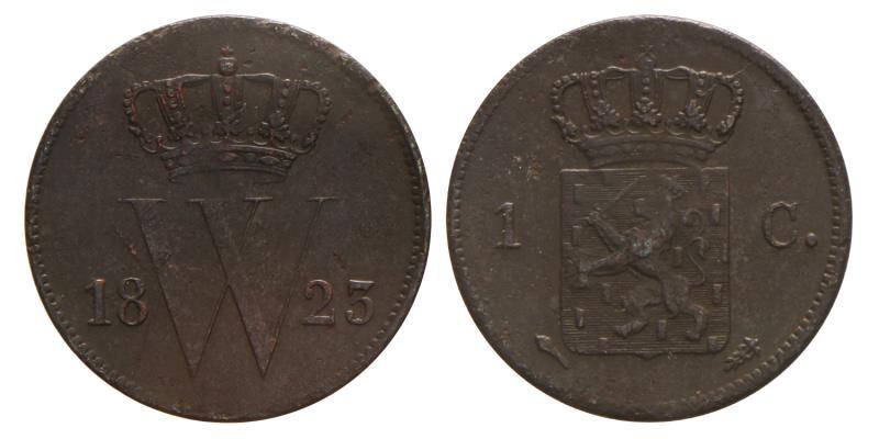 1 cent Willem I 1823 U. Zeer Fraai.