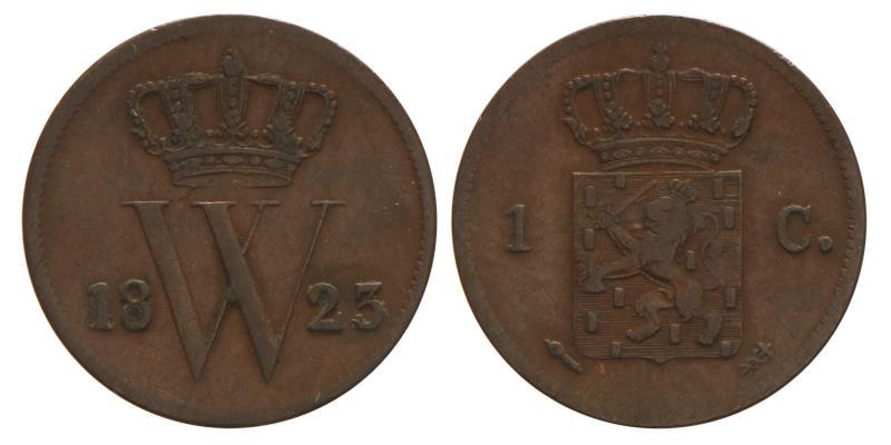 1 cent Willem I 1823 U. Zeer Fraai -.