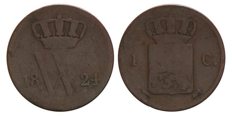 1 cent Willem I 1824 U. Fraai.