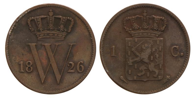 1 cent Willem I 1826 U. Zeer Fraai / Prachtig.