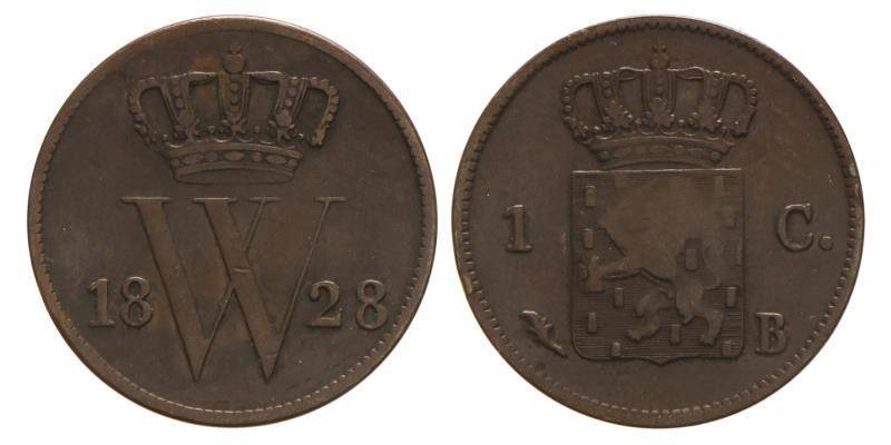 1 cent Willem I 1828 B. Fraai +.