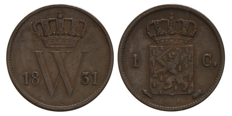 1 cent Willem I 1831 U. Zeer Fraai +.