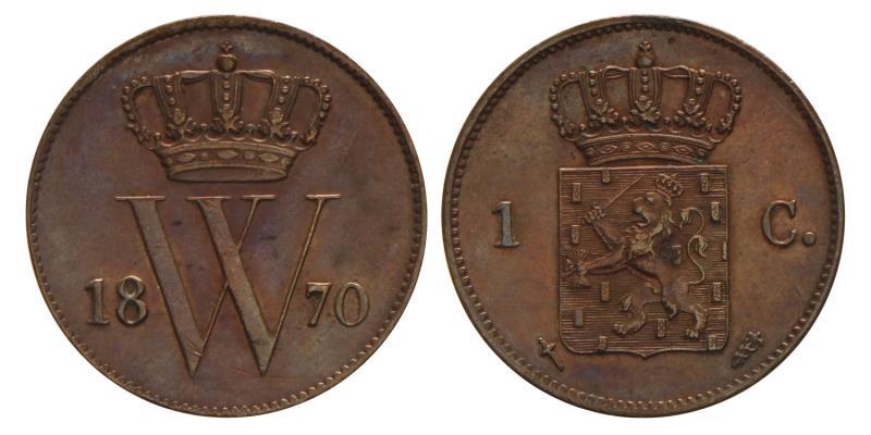 1 cent Willem III 1870. FDC.