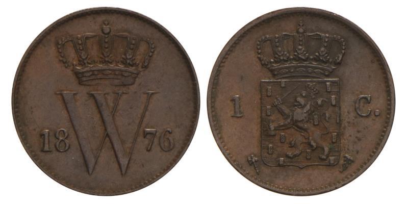 1 cent Willem III 1876. Prachtig.