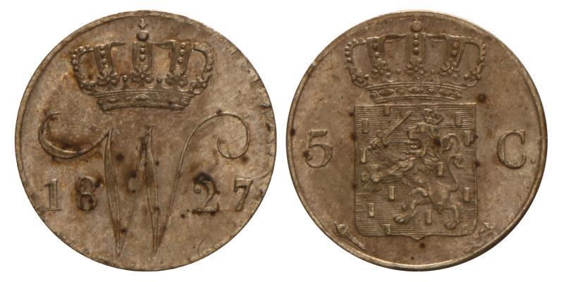 5 cent Willem I 1827 U. Prachtig.