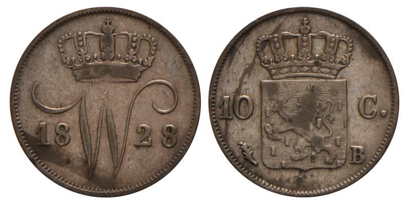 10 cent Willem I 1828 B. Zeer Fraai -.