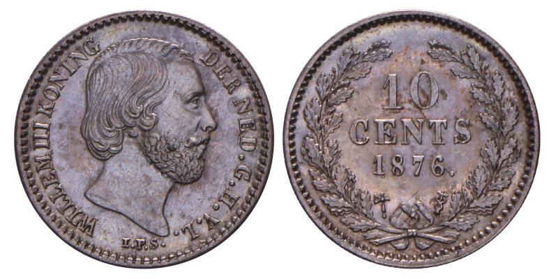 10 cent Willem III 1876. FDC.