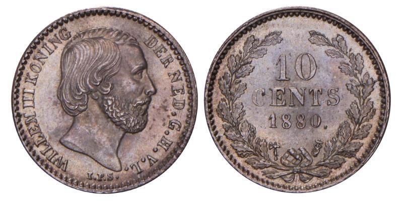 10 cent Willem III 1880. FDC.
