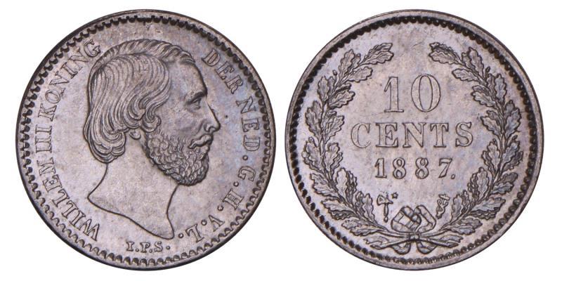 10 cent Willem III 1887. FDC.