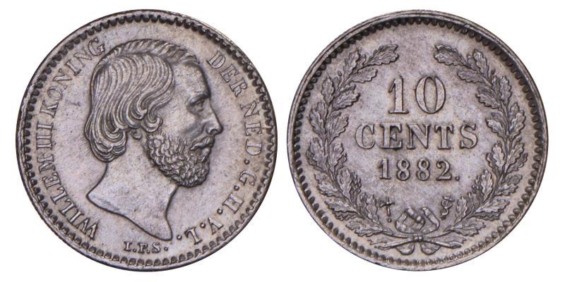 10 cent Willem III 1882. FDC.