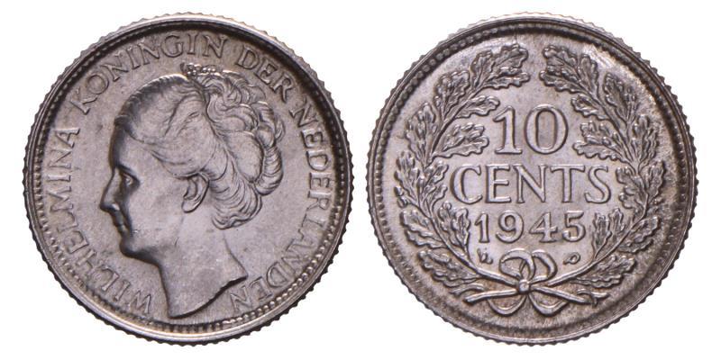 10 cent Wilhelmina 1945 P. FDC.