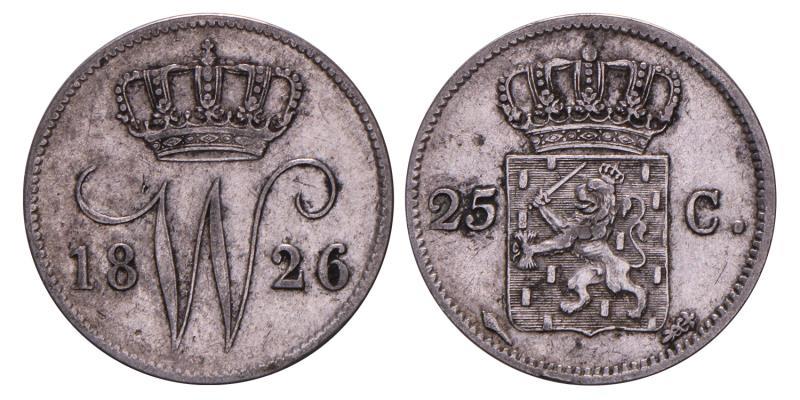25 cent Willem I 1826 U. Zeer Fraai / Prachtig.