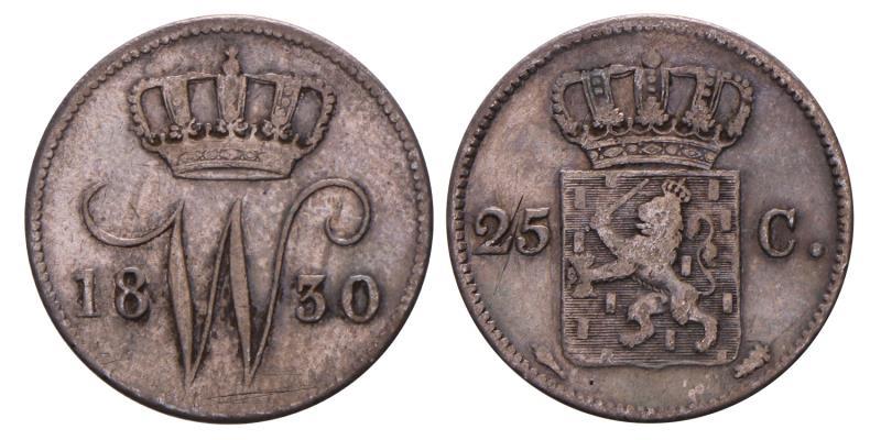 25 cent Willem I 1830 U. Zeer Fraai -.