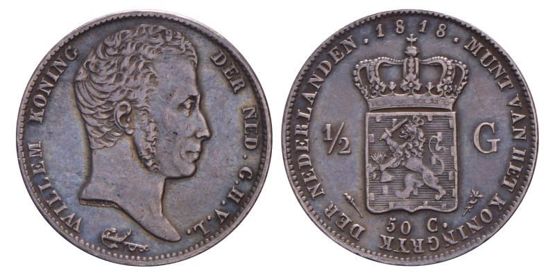  ½ gulden Willem I 1818 U. Prachtig / FDC.
