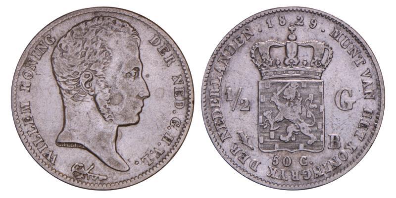  ½ gulden Willem I 1829. Zeer Fraai -.