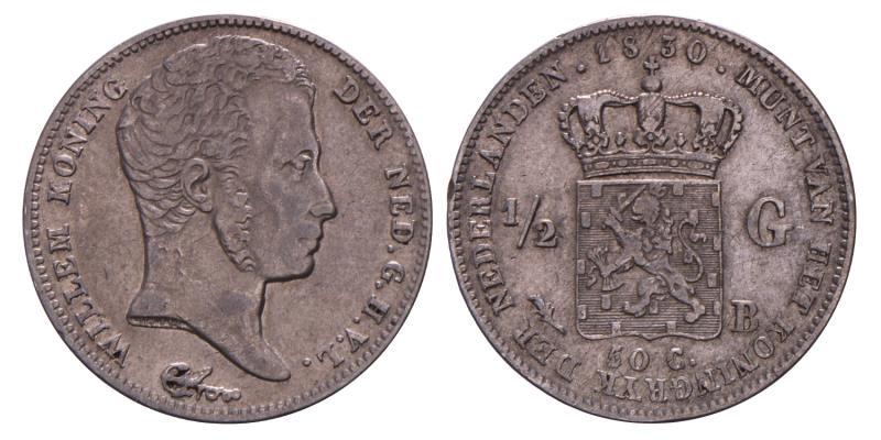  ½ gulden Willem I 1830. Zeer Fraai / Prachtig.