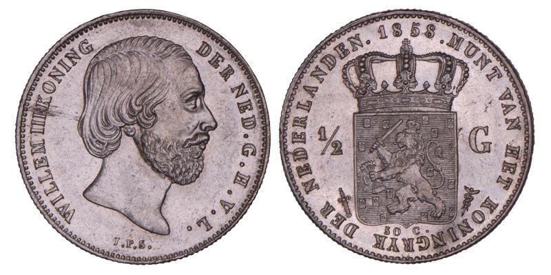  ½ gulden Willem III 1858. FDC.