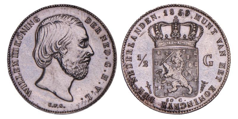  ½ gulden Willem III 1859 over 18.. Prachtig.