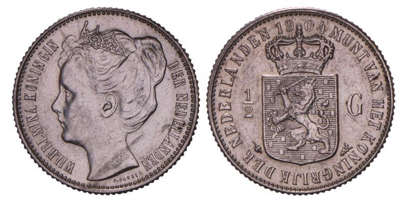  ½ gulden Wilhelmina 1904. Zeer Fraai / Prachtig.
