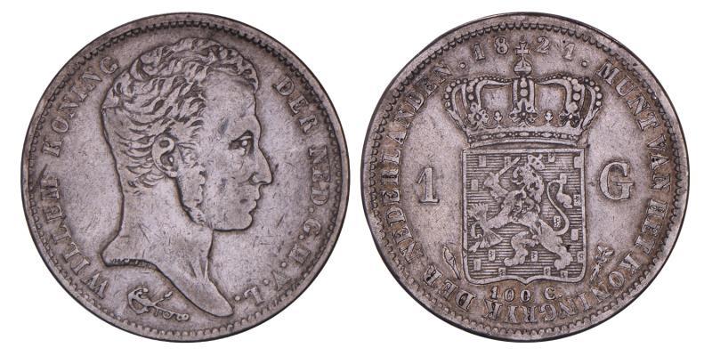 1 gulden Willem I 1821 U. Zeer Fraai -.