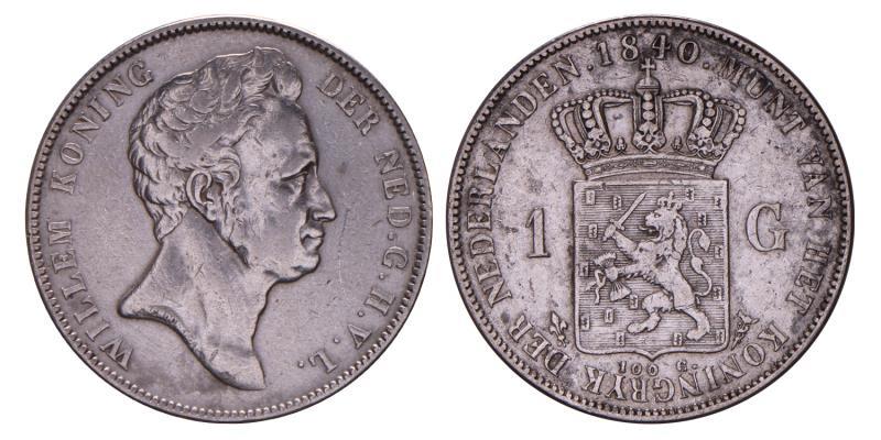 1 gulden Willem I 1840. Zeer Fraai +.