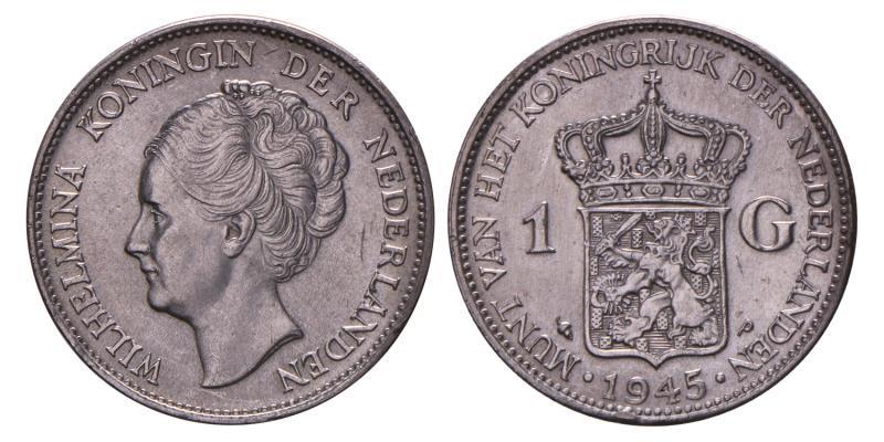 1 gulden Wilhelmina 1945. FDC.