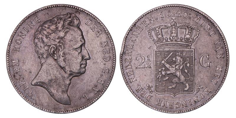 2½ gulden Willem I 1840. Zeer Fraai +.