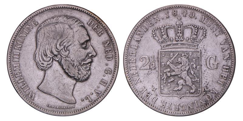 2½ gulden Willem III 1849. Fraai / Zeer Fraai.