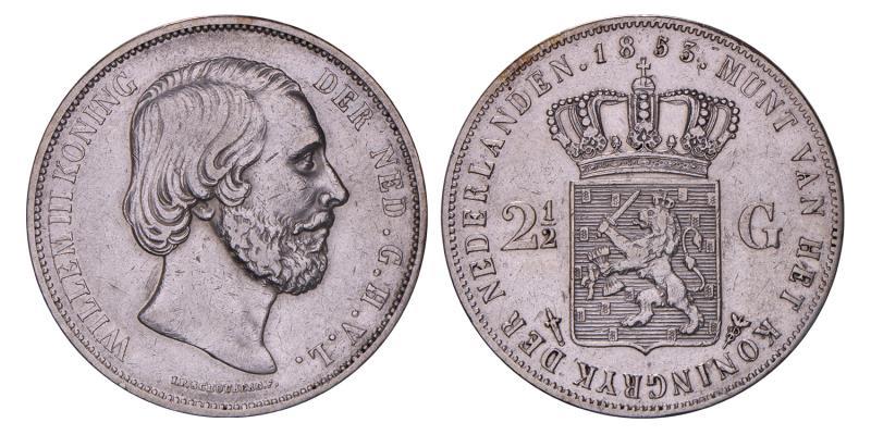 2½ gulden Willem III 1853. Zeer Fraai / Prachtig.