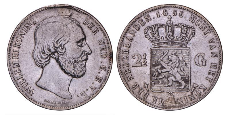2½ gulden Willem III 1856. Zeer Fraai.