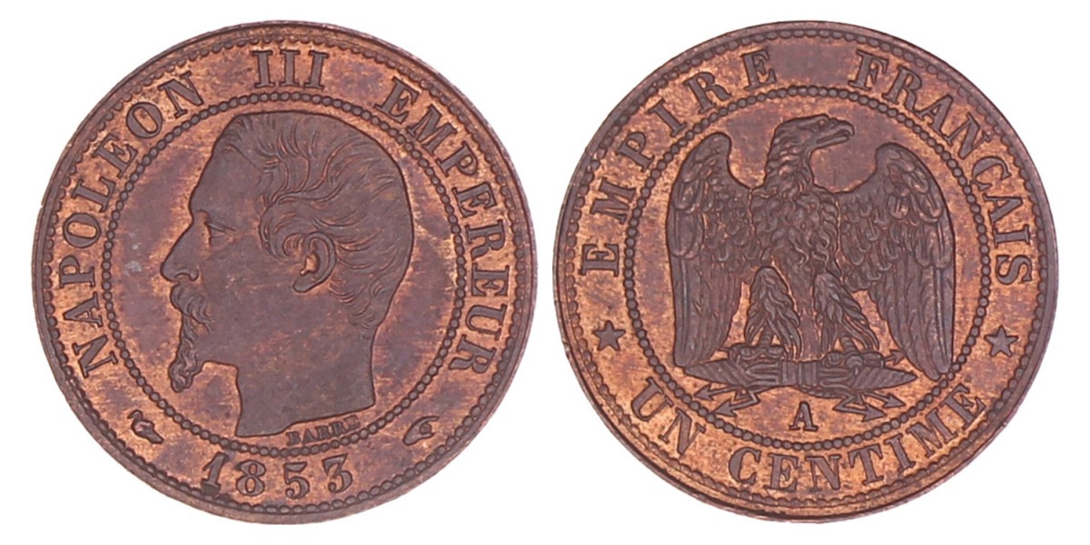 France. Second Empire. Napoleon III. 1 Centime. 1853 A.