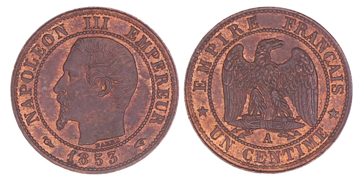 France. Second Empire. Napoleon III. 1 Centime. 1853 A.