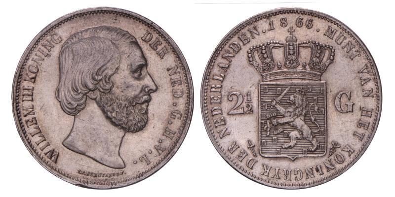 2½ gulden Willem III 1866. Prachtig -.
