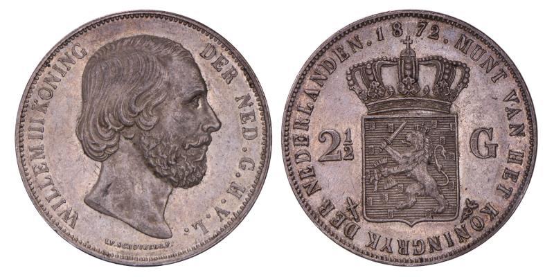 2½ gulden Willem III 1872. Prachtig / FDC.