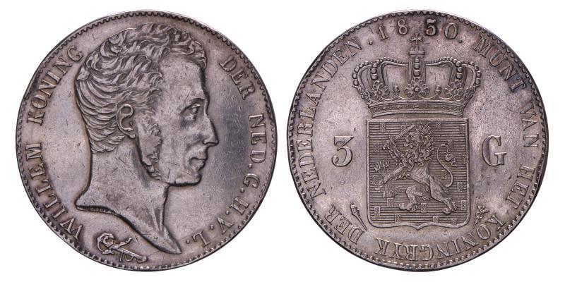 3 gulden Willem I 1830 / 1820. Prachtig.