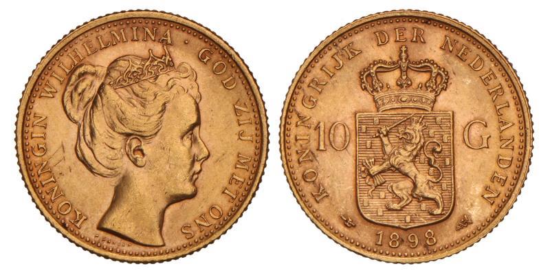 10 gulden goud Wilhelmina 1898. Prachtig / FDC.