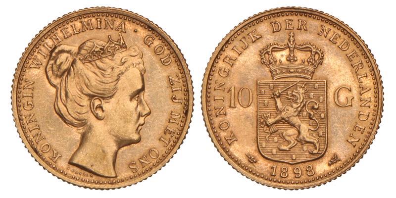 10 gulden goud Wilhelmina 1898. Prachtig.