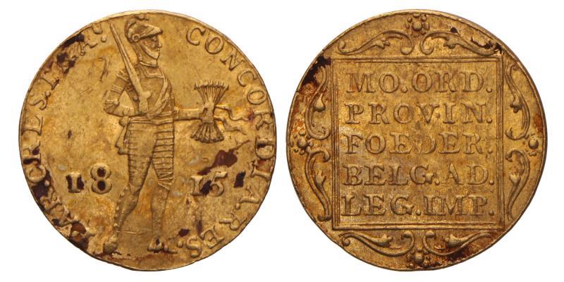 Gouden dukaat Willem I 1815 U. Fraai / Zeer Fraai.