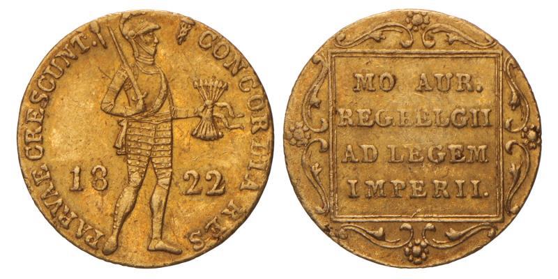 Gouden dukaat Willem I 1822 U. Zeer Fraai +.