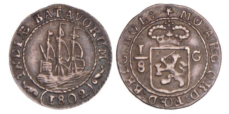 Nederlands-Indië. Bataafse Republiek. 1/8 Gulden. 1802.