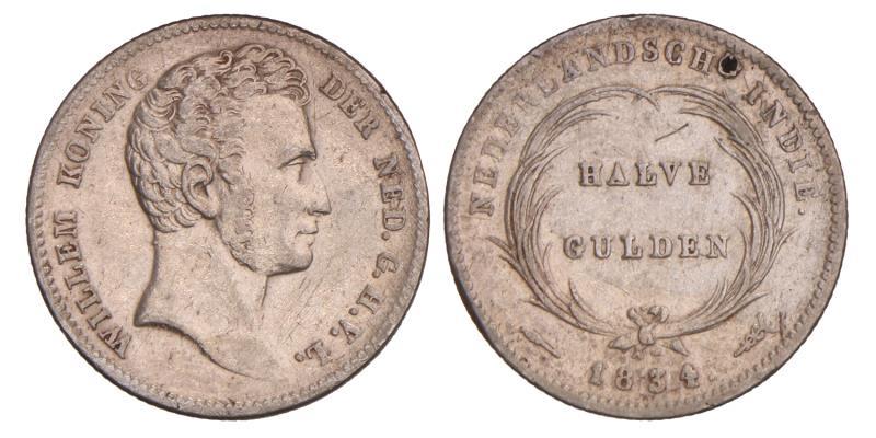 Nederlands-Indië. Willem I. Halve Gulden. 1834.