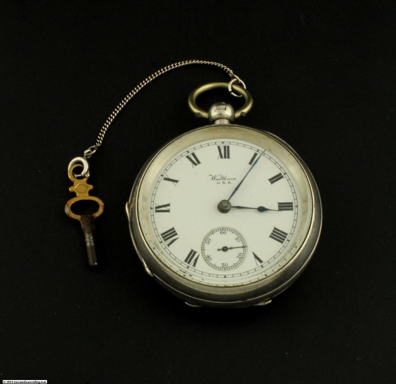 Zilveren zakhorloge Waltham U.S.A., sterling zilver