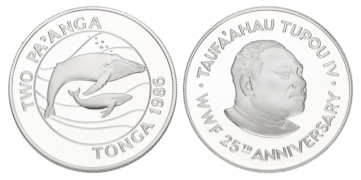 Tonga. Taufa'ahau Tupou IV. 2 Pa'anga 'WWF Collection'. 1986.