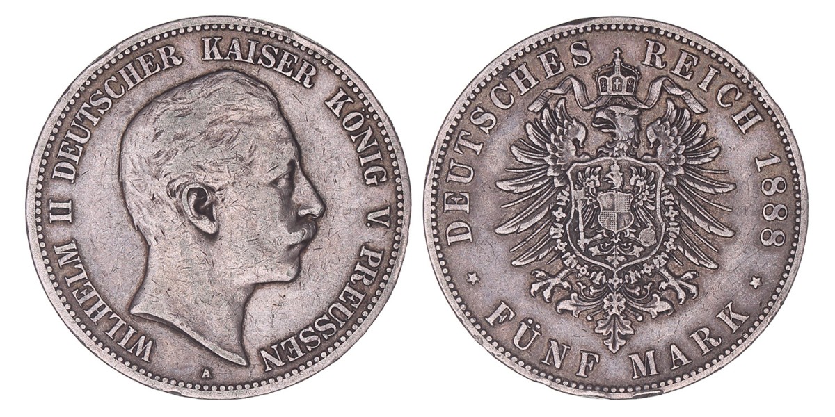 German states. Prussia. 5 Mark. 1888 A.